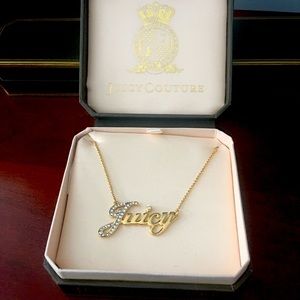 Juicy necklace, goldtone crystal accent. 16-18”